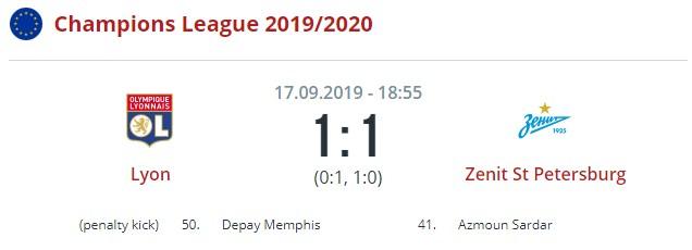 Лион - Зенит